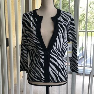 Jones New York Zebra print sweater jacket.
